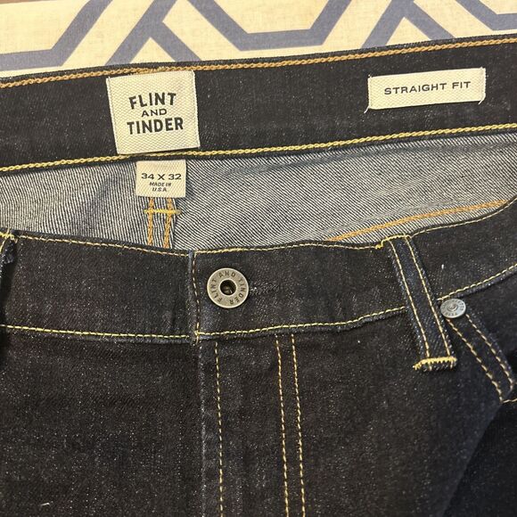 Flint and Tinder Straight Fit Jeans All American Stretch Denim Dark Wash - 34x32 - Picture 9 of 12